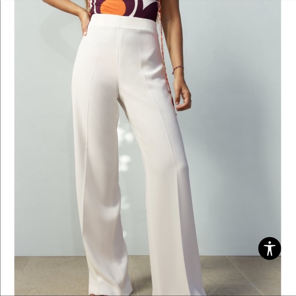 White Zara Dress Pants Bridal Medium Bridal Shower Trousers High Waisted